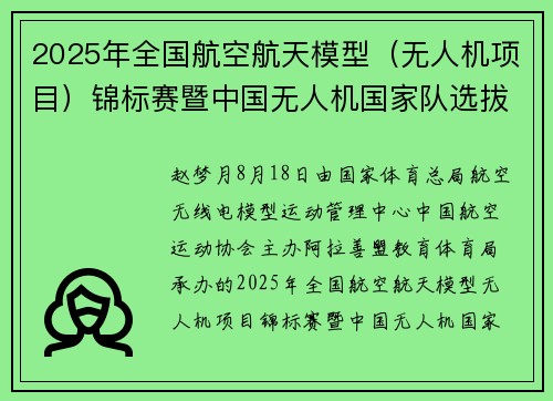 2025年全国航空航天模型（无人机项目）锦标赛暨中国无人机国家队选拔赛在阿拉善盟开幕